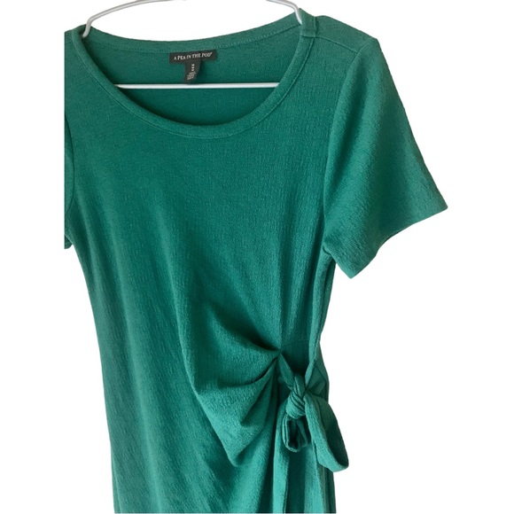 A Pea In the Pod EUC Side Bow Tie Ruffle Maternity Green MIDI Dress - Picture 8 of 11